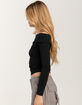 FULL TILT Fold Over Off The Shoulder Womens Long Sleeve Top image number 3