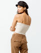 SKY AND SPARROW Ribbed Lettuce Edge Tan Womens Tube Top image number 3