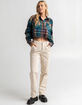 RSQ Womens Jewel Tone Plaid Crop Flannel image number 4