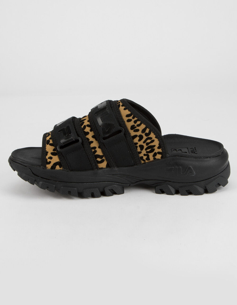 FILA Outdoor Animal Print Womens Black Slide Sandals image number 2