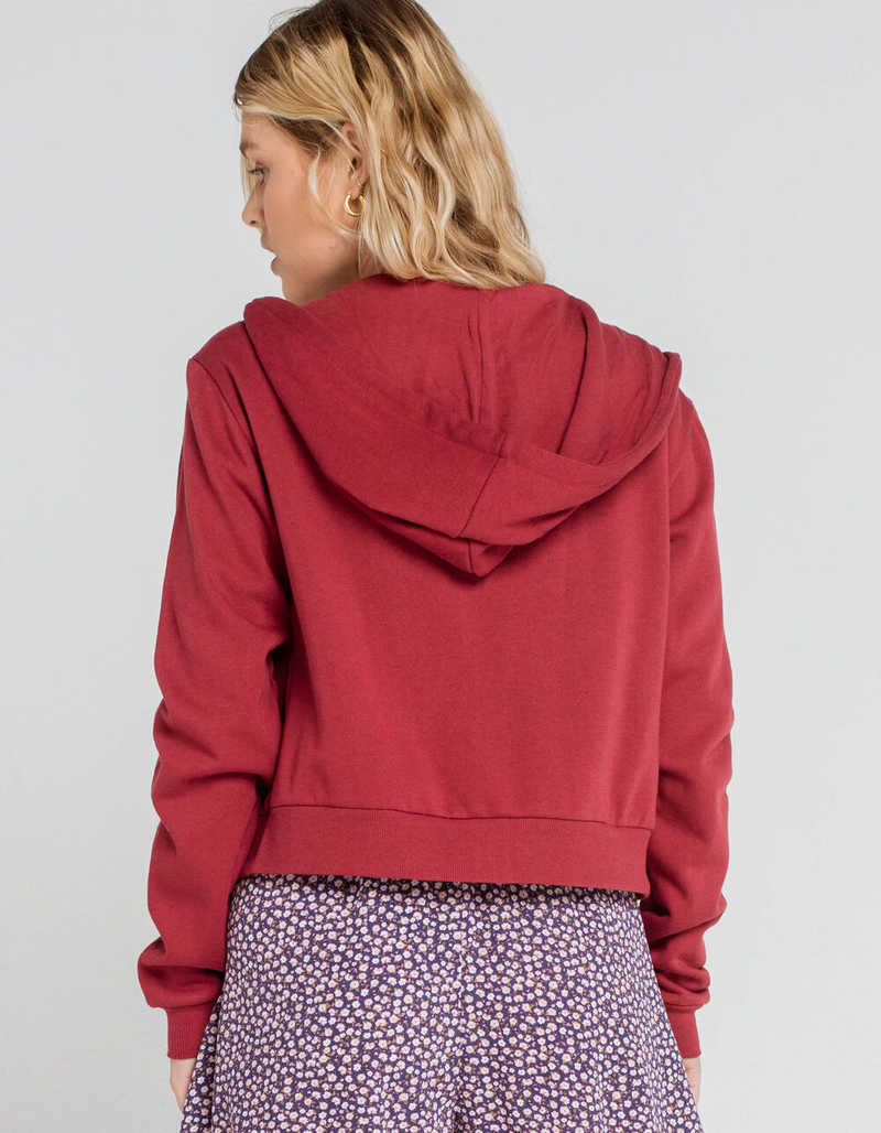 FULL TILT Essentials Womens Burgundy Crop Hoodie image number 2