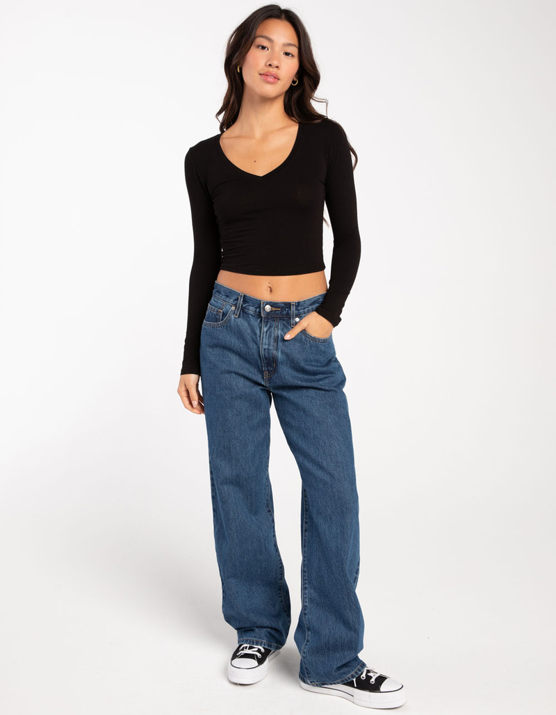 BOZZOLO Womens V-Neck Long Sleeve Tee image number 1