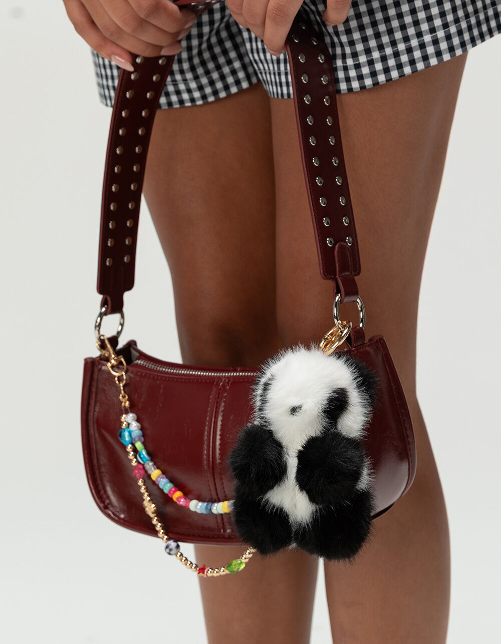 FULL TILT Plush Panda Bag Charm - BLACK/WHITE - ONE SIZE | Tillys