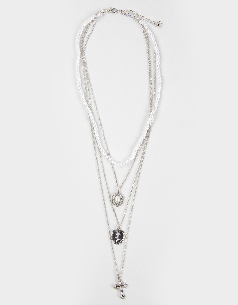 FULL TILT Layered Pearl/Cross Necklace image number 0