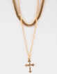 FULL TILT 2 Pack Layered Snake Chain & Cross Necklace image number 2