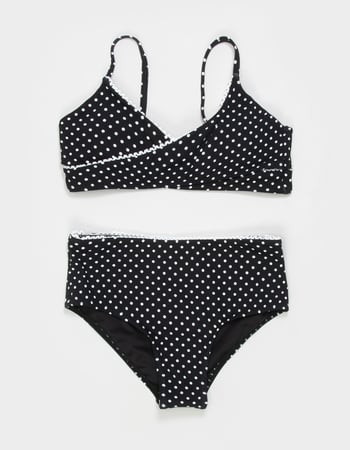 FULL TILT Polka Dot Girls Texture Wrap Bikini Set Alternative Image