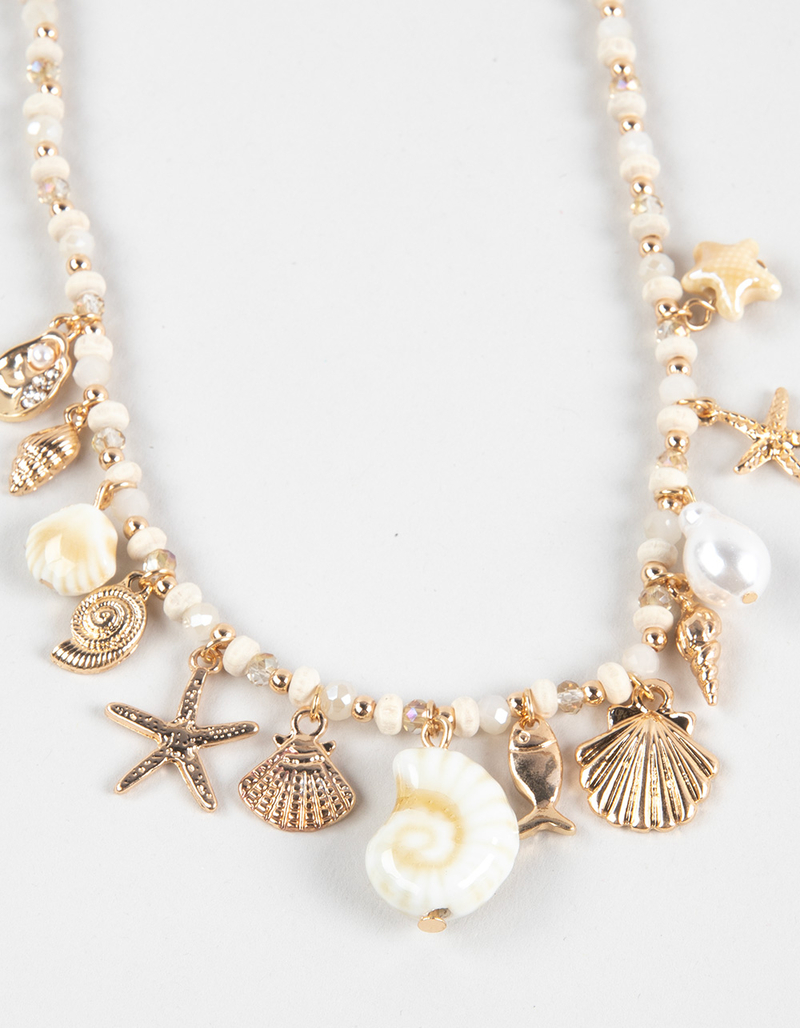 FULL TILT Beaded/Shell Multi Charm Necklace image number 1