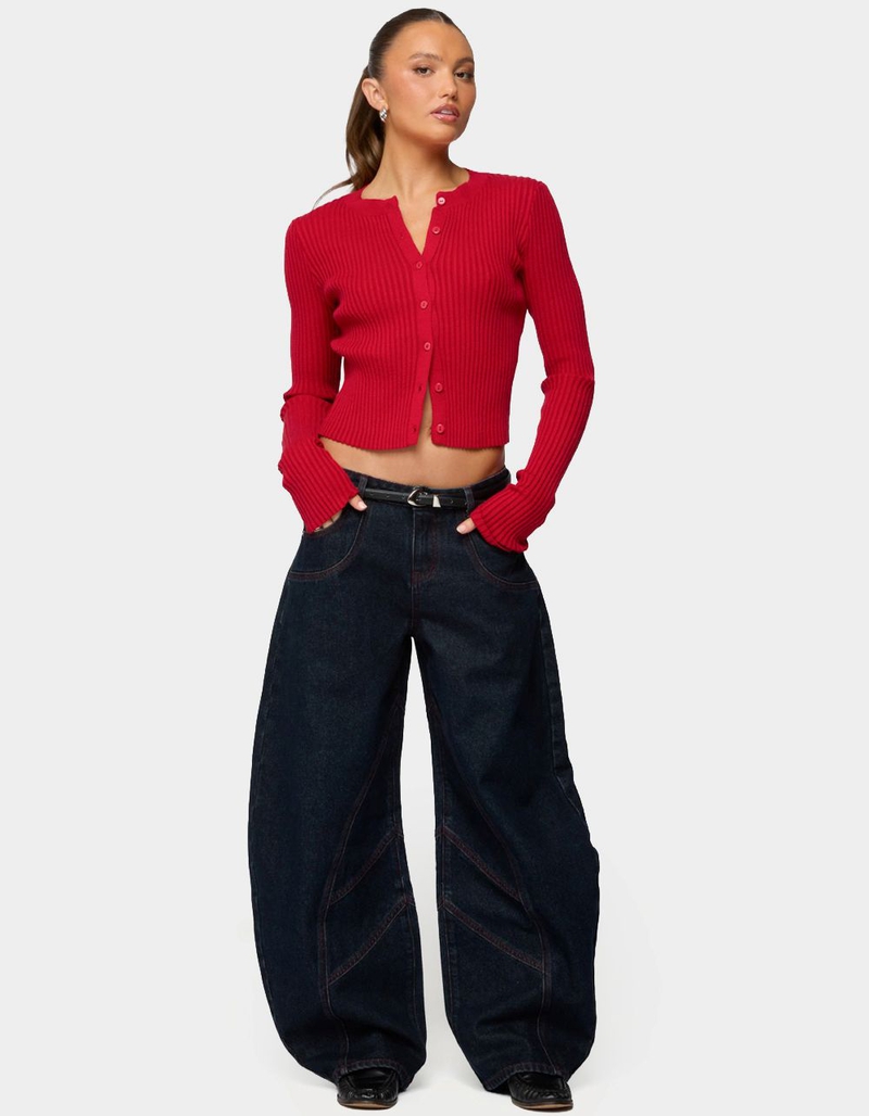 EDIKTED Double Pocket Low Rise Barrel Leg Jeans image number 3