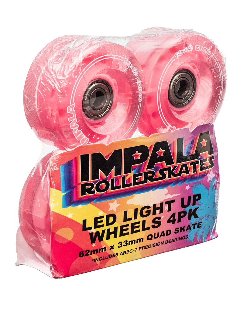 IMPALA ROLLERSKATES 4 Pack LED Light Up Pink Quad Wheels image number 2