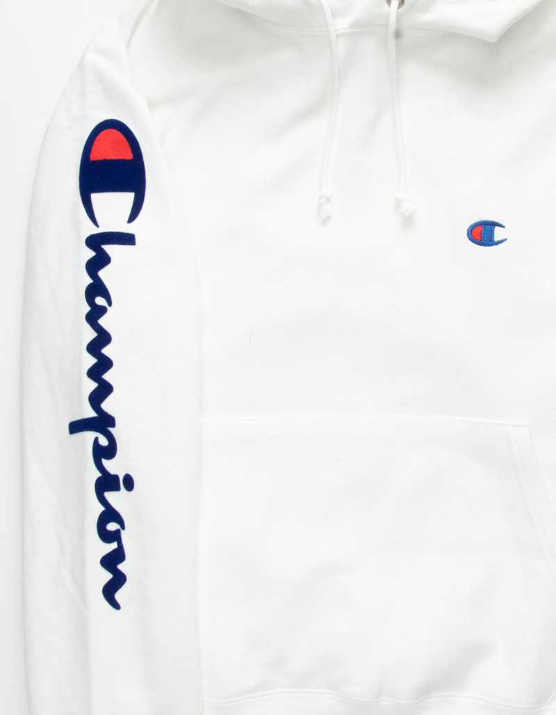 CHAMPION Flock Sleeve White Mens Hoodie image number 1