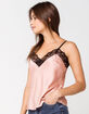 SAY WHAT? Solid Satin Lace Blush Womens Cami image number 2