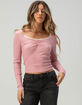 RSQ Womens Lace Trim Texture Long Sleeve Top  image number 1