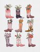 WESTERN Floral Boots  Grid Womens Baby Tee image number 2