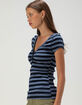 RSQ Womens Stripe Henley Top image number 3