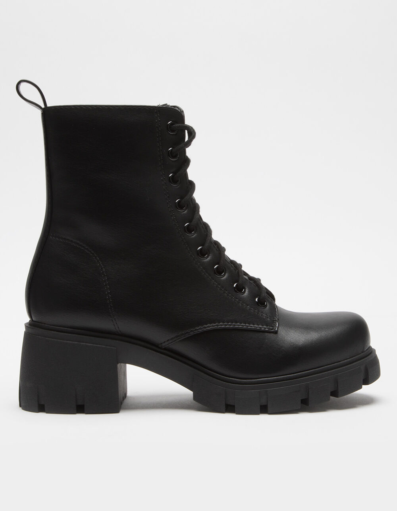 SODA Lug Sole Lace Up Womens Black Boots image number 1