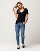 FULL TILT Essentials V-Neck Black Womens Pocket Tee image number 4