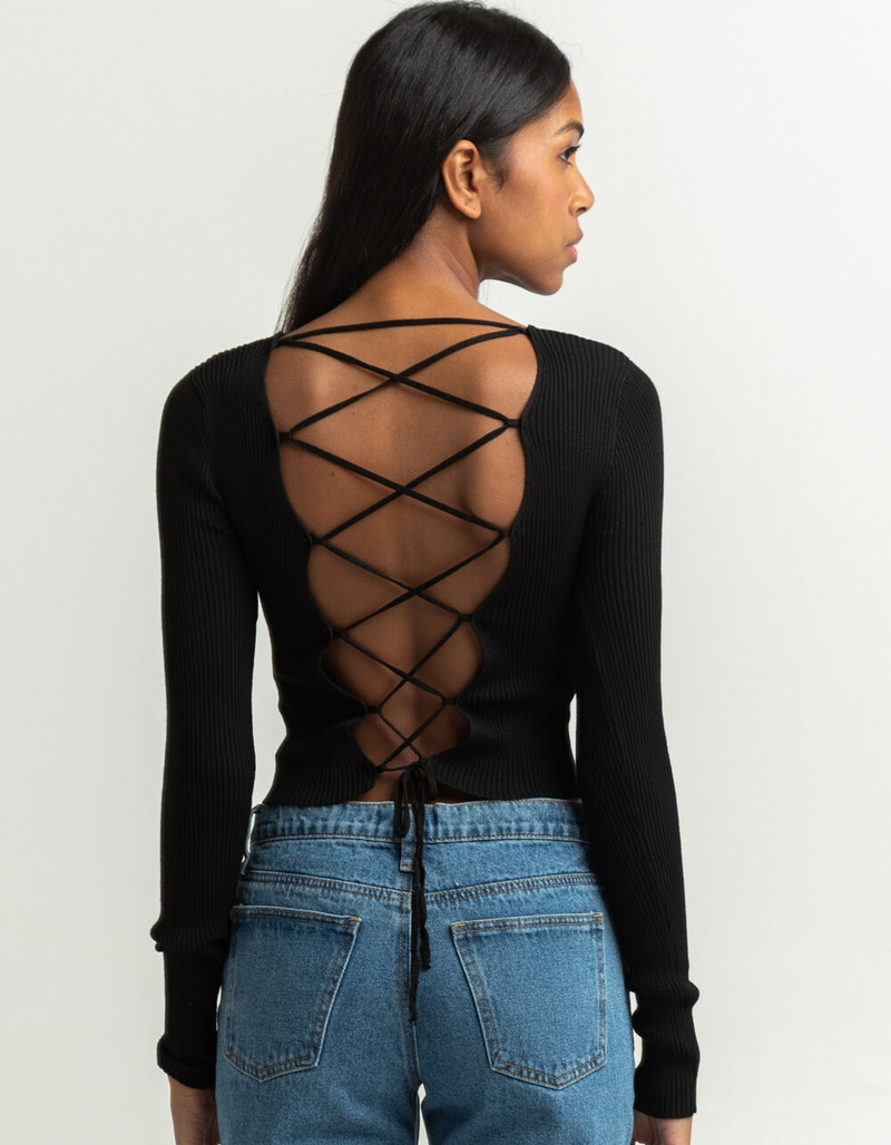 SAY WHAT Cross Back Womens Top image number 0