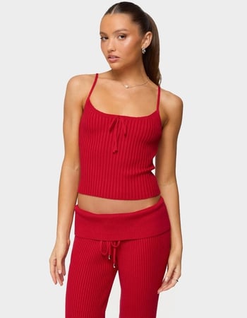 EDIKTED Adannah Tie Ribbed Knit Tank Top Primary Image