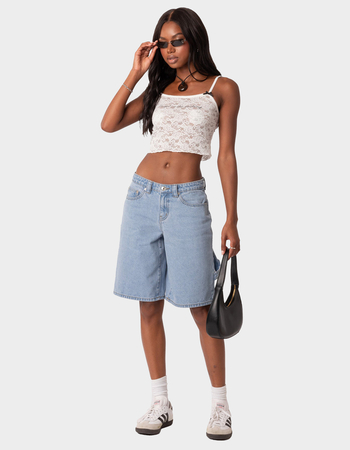 EDIKTED Low Rise Bermuda Denim Carpenter Shorts Alternative Image