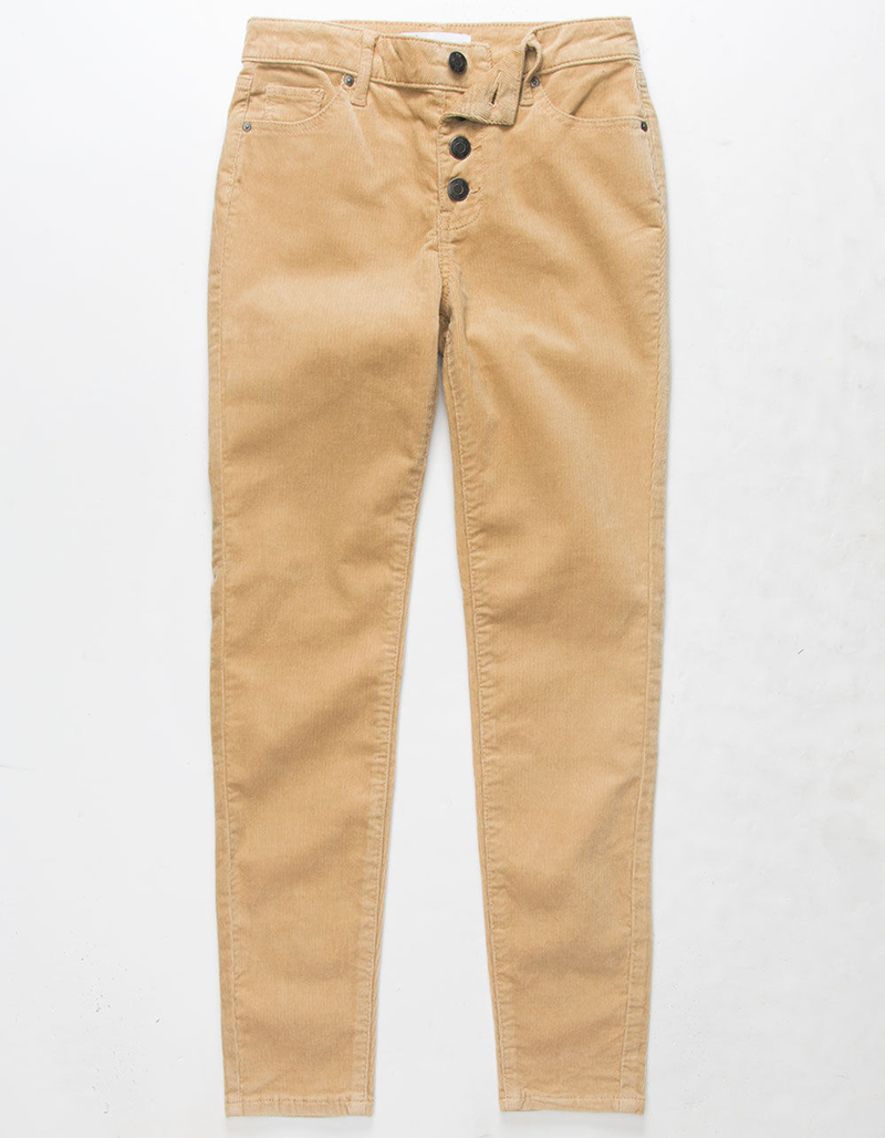 RSQ Ibiza Exposed Button Corduroy Girls Camel Skinny Jeans image number 0