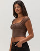 FULL TILT Rouched Lace Womens Top image number 3