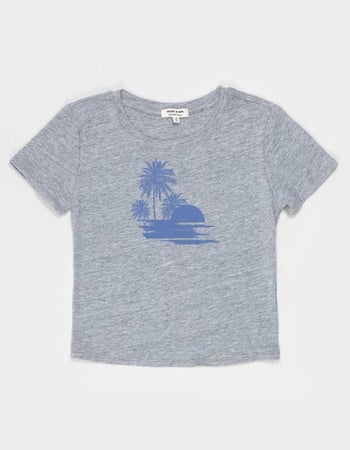 BEACH Palm Trees Sunset Womens Baby Tee Primary Image