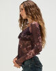FULL TILT Floral Mesh Womens Hanky Top image number 3