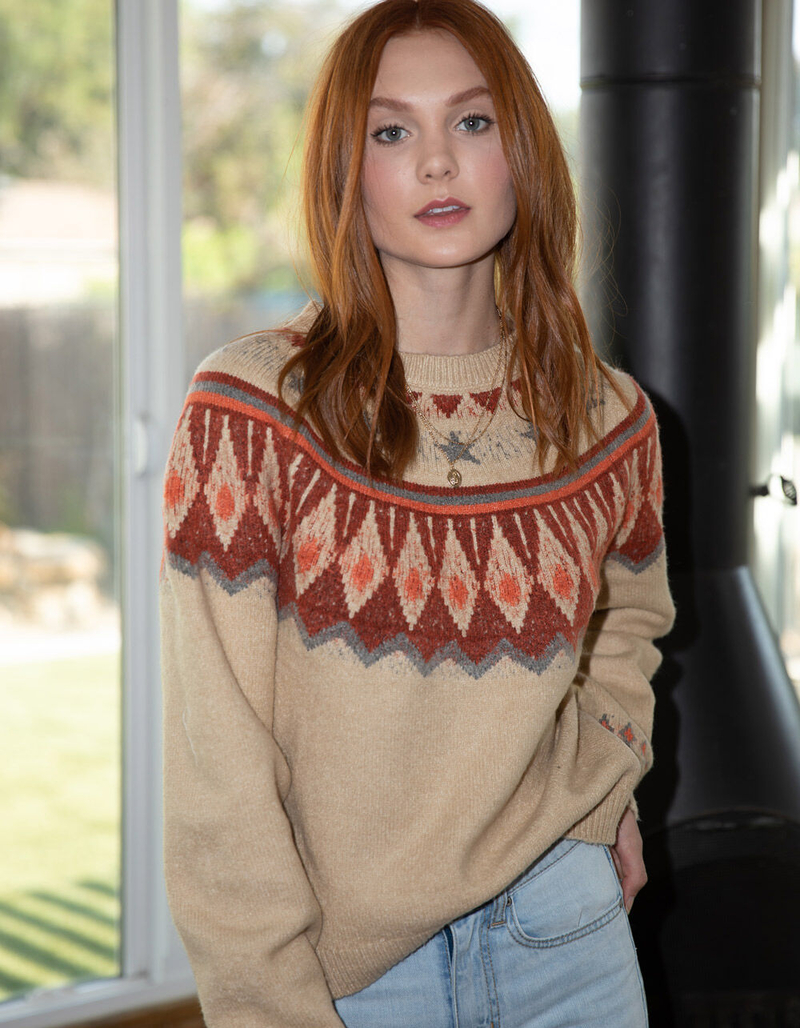 SKY AND SPARROW Fair Isle Womens Sweater image number 0