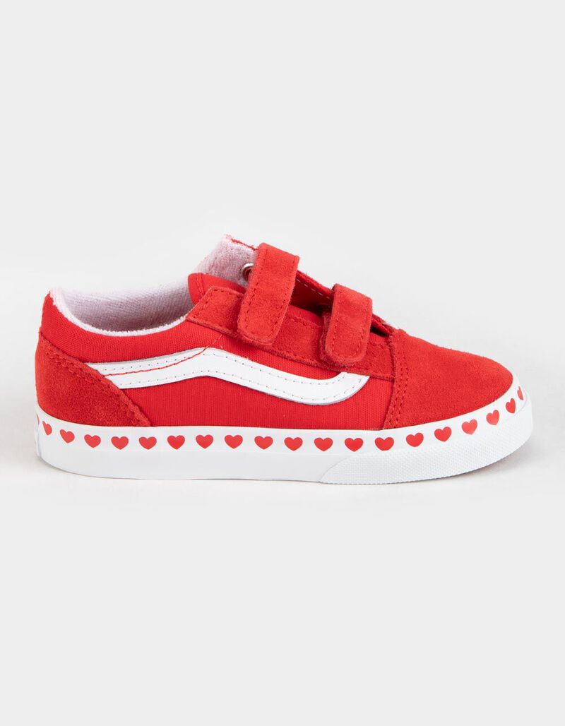 VANS Toddler Heart Foxing Old Skool Velcro Shoes - RED - 389676300
