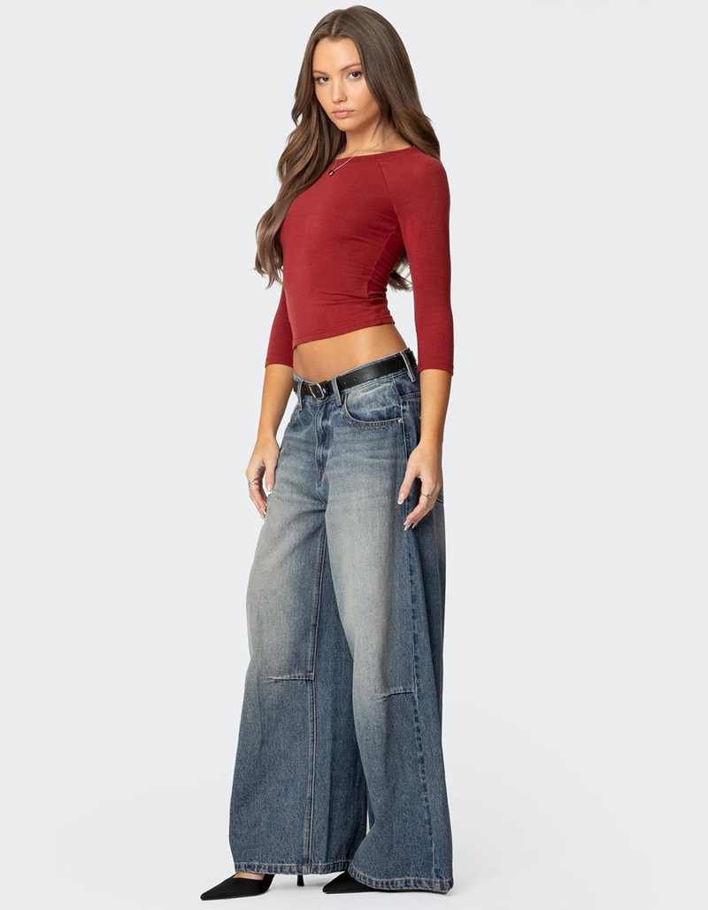 EDIKTED Mary Quarter Sleeve Wide Neck Top image number 2