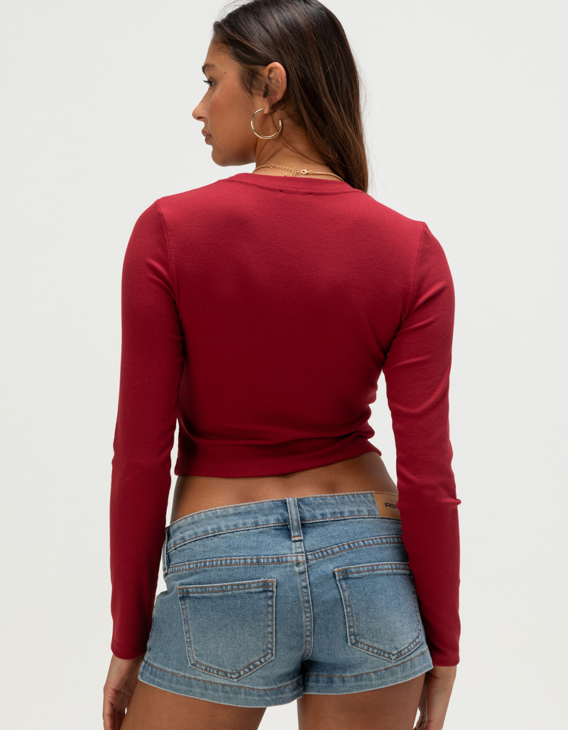 TRUE RELIGION Printed Buddha Womens Long Sleeve Baby Tee image number 3