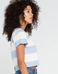 FULL TILT Rugby Stripe Womens Light Blue Crop Tee image number 2