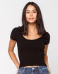 DESTINED Ribbed Scoop Neck Black Womens Tee image number 1