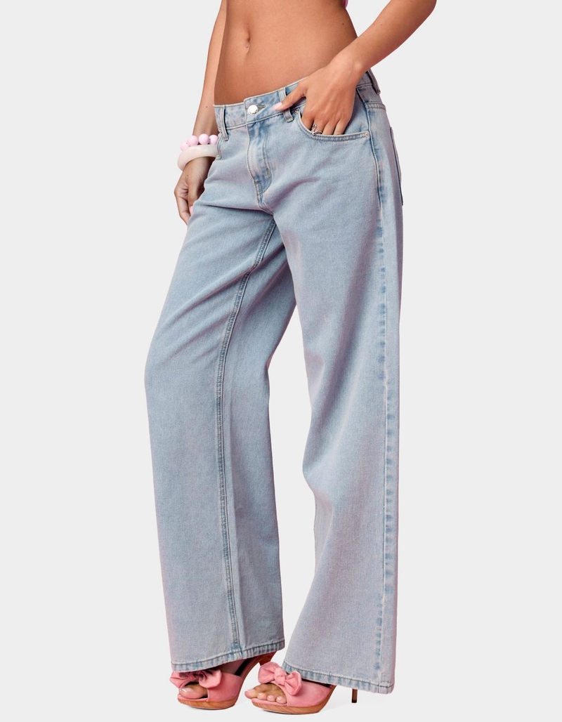 EDIKTED Embroidered Barbie&trade; Low Rise Baggy Jeans image number 1