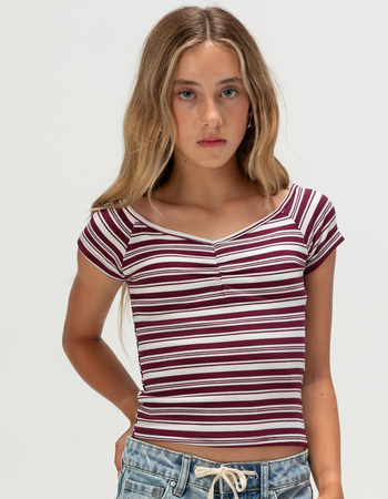 FULL TILT Stripe Cinch Girls Tee Primary Image