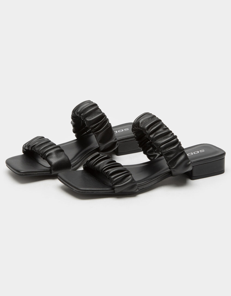 SODA Scrunch Square Toe Womens Black Block Heel Sandals image number 0