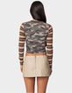EDIKTED Camo & Stripe Long Sleeve Tee image number 4