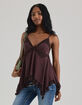 WEST OF MELROSE Womens Lace Trim Babydoll Top image number 1