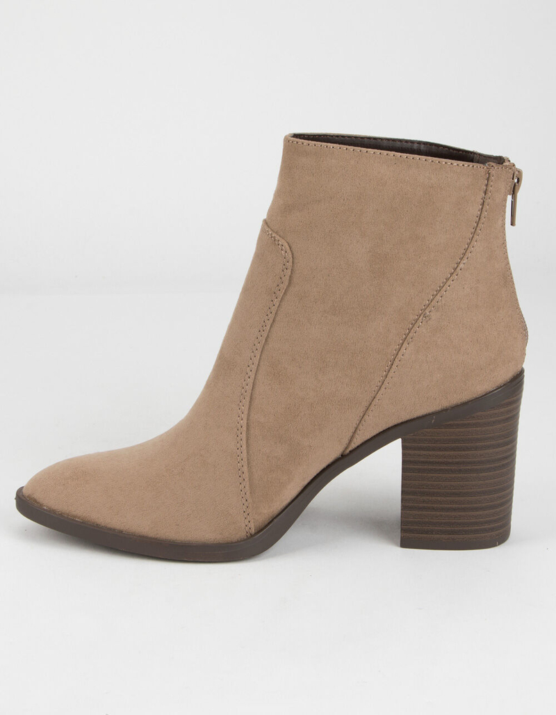 QUPID Block Heel Womens Taupe Booties image number 2