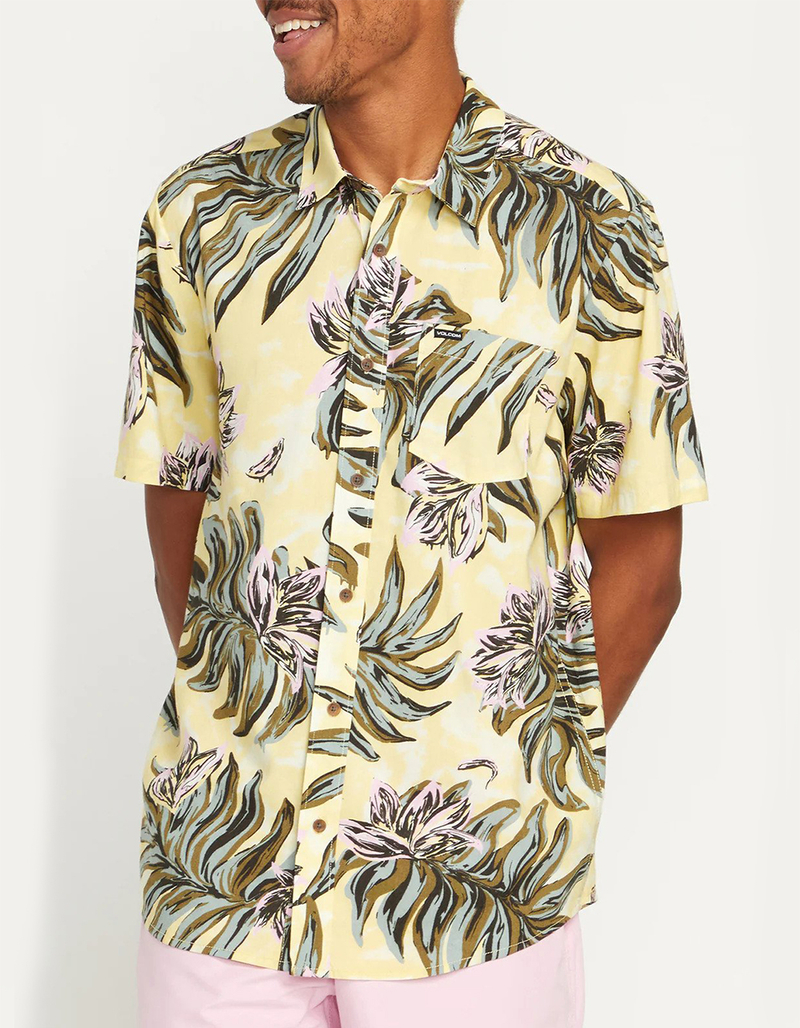 VOLCOM Marble Floral Mens Button Up Shirt image number 1
