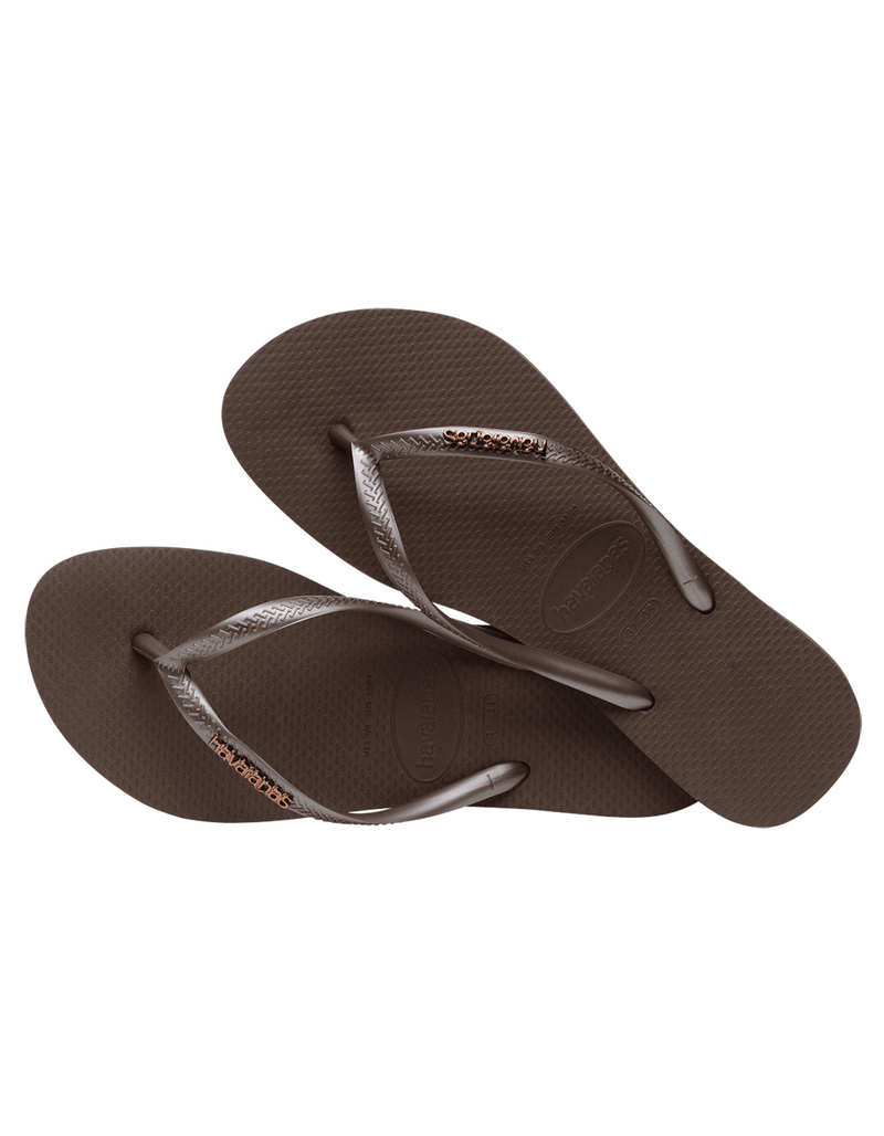 HAVAIANAS Slim Logo Metallic Womens Flip Flops image number 3