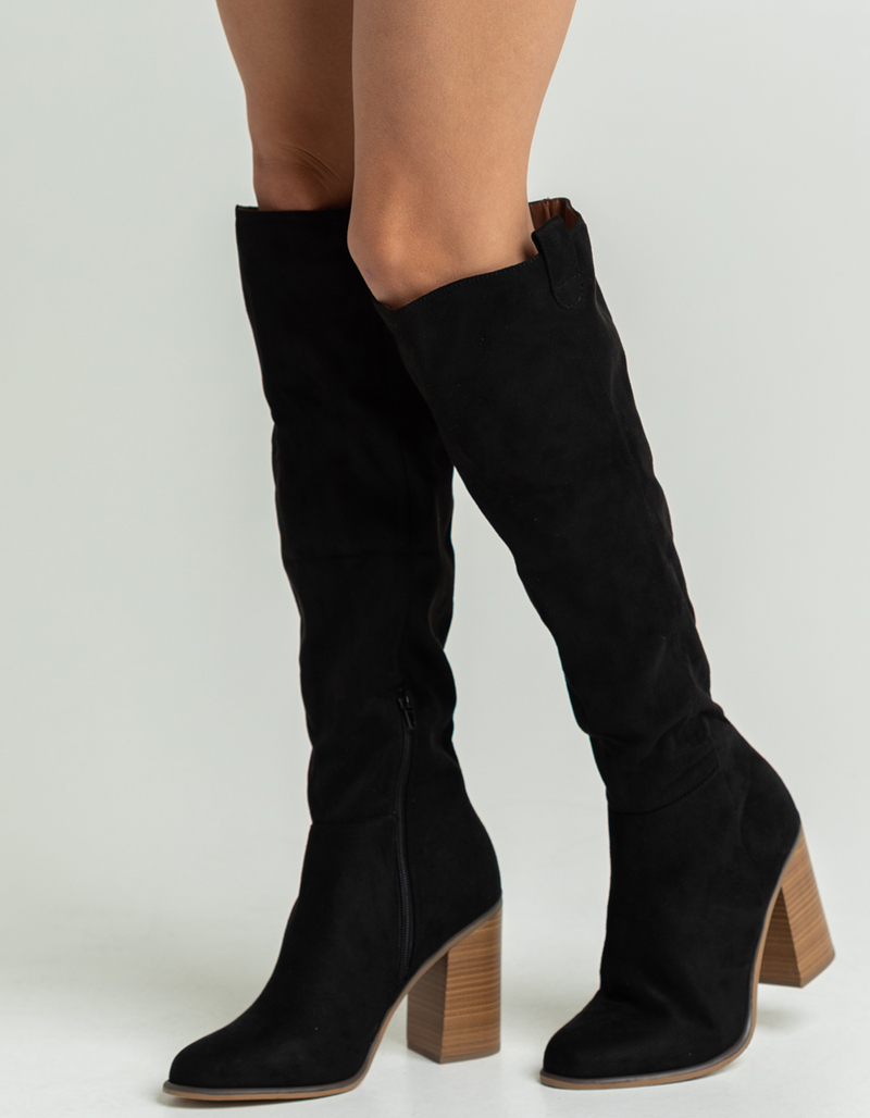 SODA Over The Knee Stacked Heel Womens Western Boots image number 1