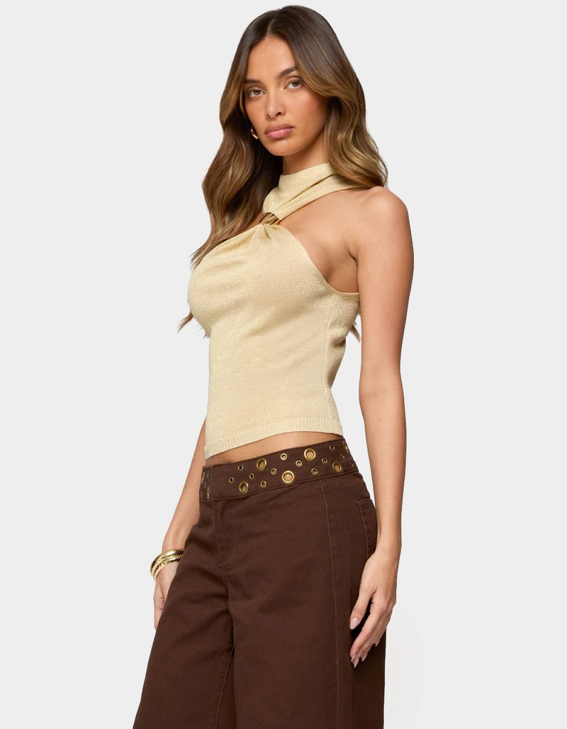 EDIKTED Nalia Gathered Ring Glitter Knit Top image number 1