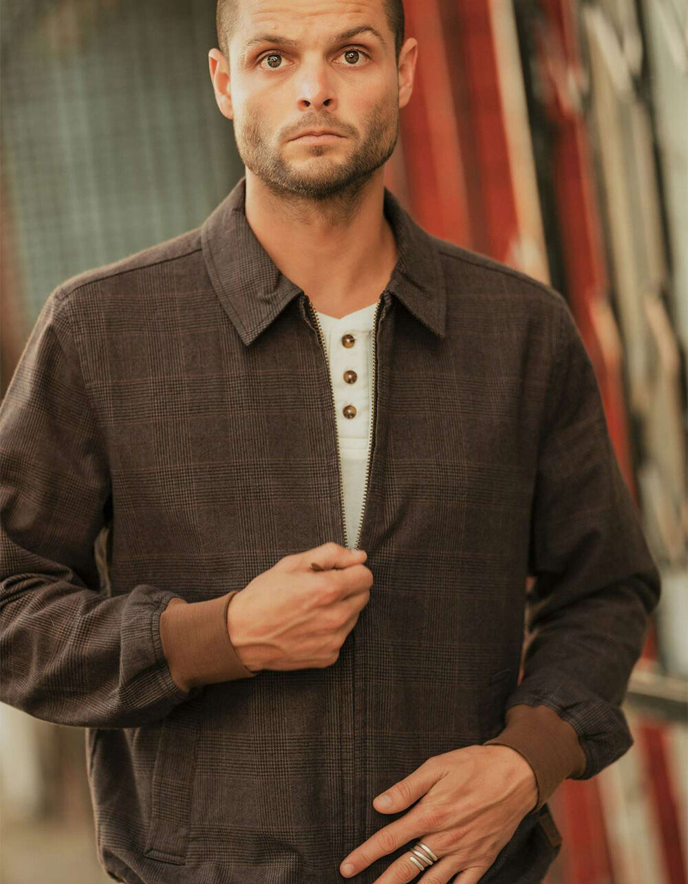 BRIXTON Dillinger Houndstooth Mens Bomber Jacket - BLACK COMBO