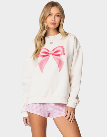 EDIKTED Bow Brat Printed Sweatshirt Primary Image