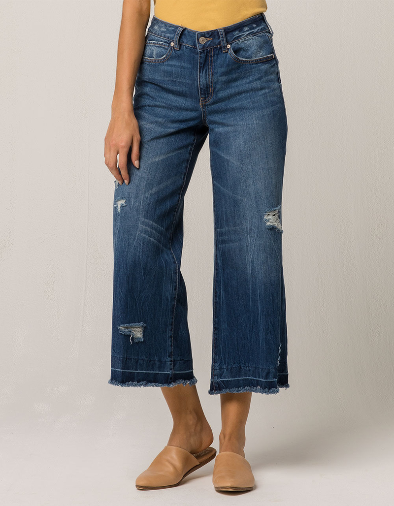 REWASH Crop Wide Leg Womens Ripped Jeans image number 0