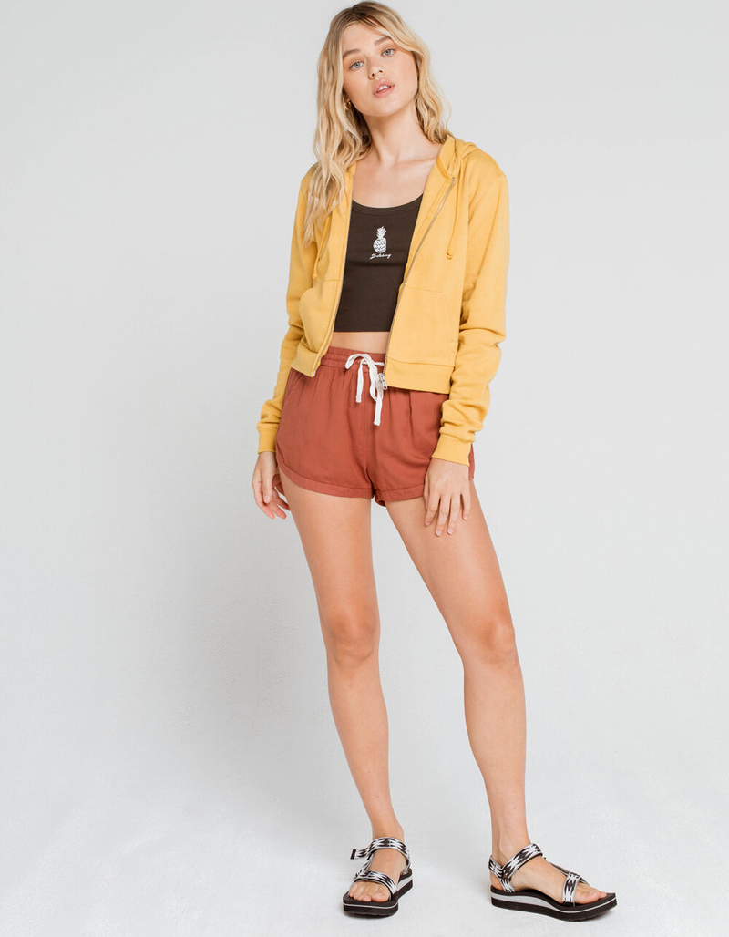 FULL TILT Essentials Womens Mustard Crop Hoodie image number 3