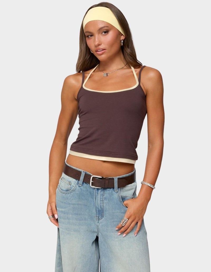 EDIKTED Roya Layered Halter Tank Top image number 0
