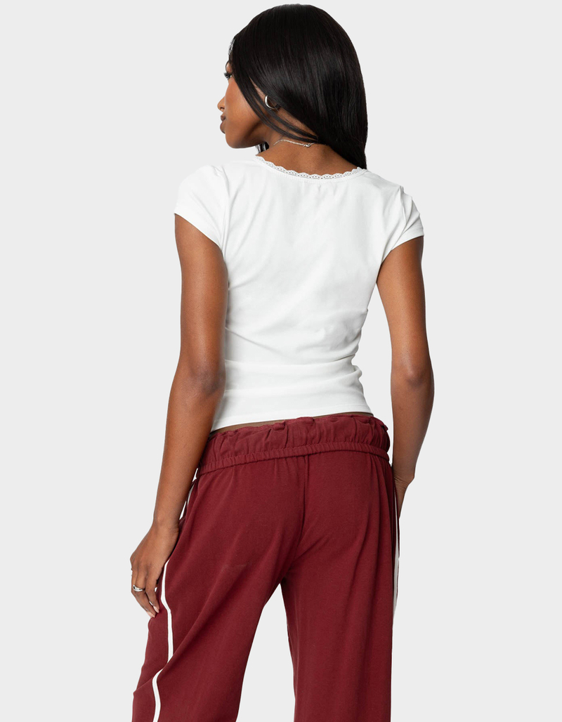 EDIKTED Priscilla Lace Trim Tee image number 4