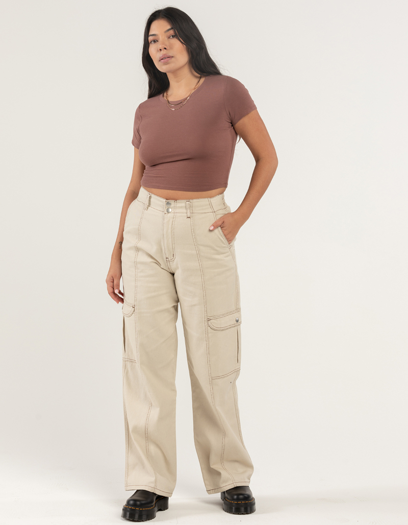 RSQ Womens Smock Waist Loose Cargo Pants image number 5